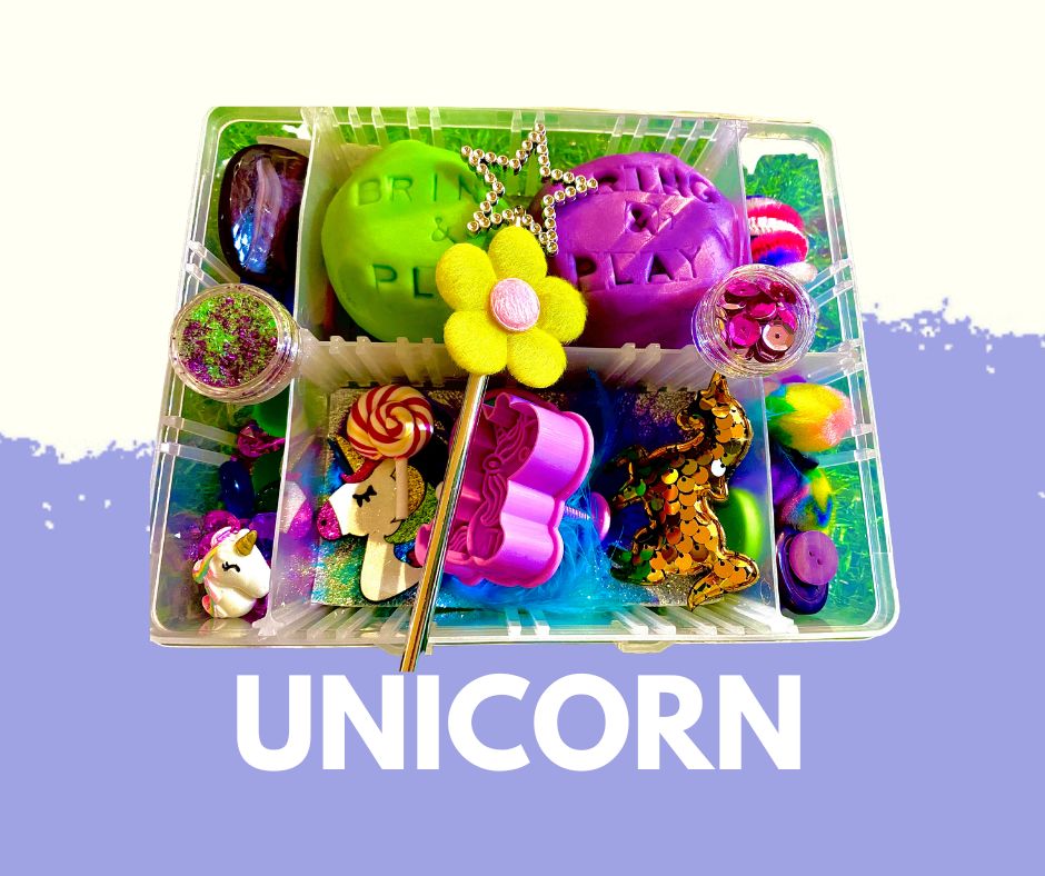 Unicorn playdough sensory toy