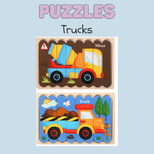 Wooden Puzzle- Truck and Mixer